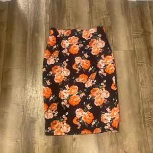 Black skirt with pink roses